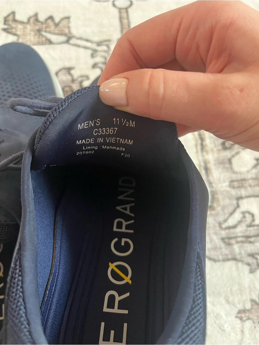Cole Haan Men’s Navy Perforated Nubuck Leather Derby Sneakers